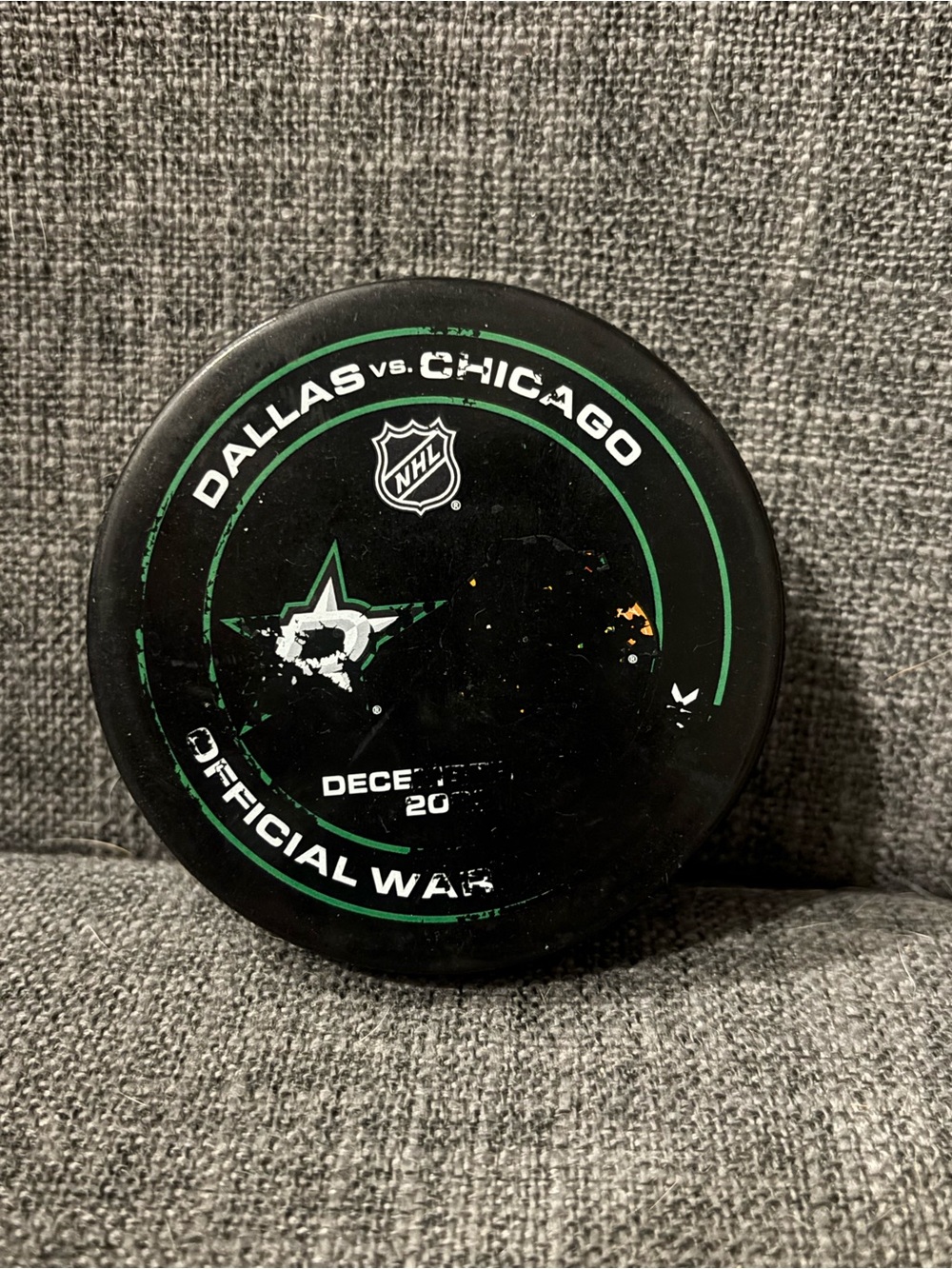 Dallas Stars vs Colorado Avalanche NHL Warm Up Hockey Puck 12/27/2025 Used